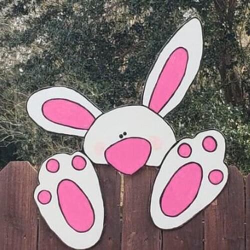 Easter Rabbit Bunny Door Fence Peeker Decoration Sticker DIY Home Garden Felts Fabric Ornaments Holiday Yard Accessories FN60