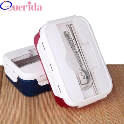 Creative Students Sub-grid Microwave Large Plastic Square Three Crisper Dinner Plates Bento Box Heated Lunch Box Food Container