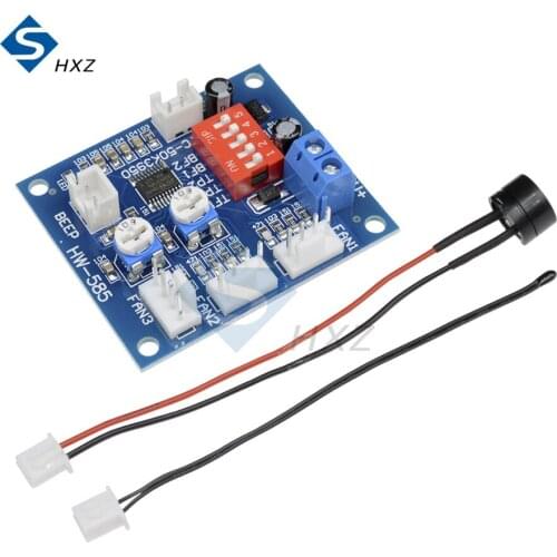 PWM PC CPU DC 12V Fan Temperature Control Speed Controller Module Temperature Probe Buzzer High-Temp Alarm Speed Control