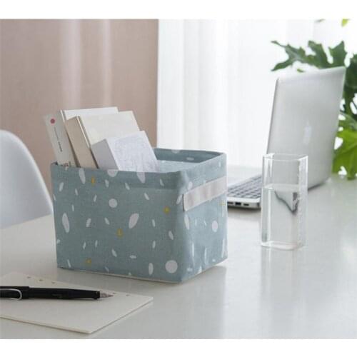 Cotton Linen Storage Basket Foldable Desktop Storage Bags Clothes Toy Container Organizer Basket Book Holder