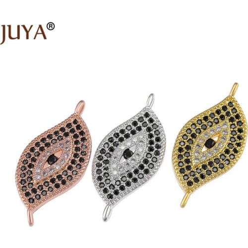 Trendy Luxury AAA Zirconia Evil Eye Charms Connectors For Jewelry Making Handmade Bracelets Accessories Components 1 piece