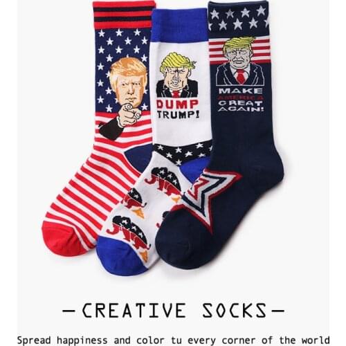Creative Donald Trump Make America Great Again National Flag Stars Stripes Socks Funny Women Casual Men Short Happy Cotton Socks