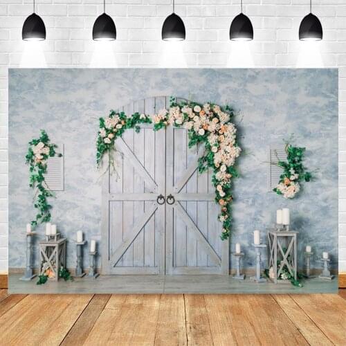 Flowers Green Leaves Door Wall Photography Custom Portrait Party Decoration Photographic Backgrounds Backdrops For Photo Studio
