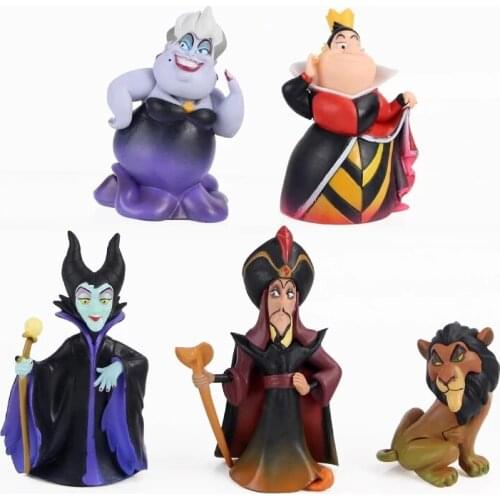 Disney Cartoon Red Queen Villains Maleficent Jafar Vinyl Action Figure Collected Model Toys For Children Christmas Gift