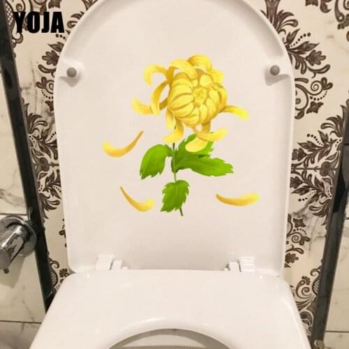 YOJA 23.1*23.8CM Hand Painted Chrysanthemum Living Room Wall Sticker Home Toilet WC Decor T1-0875