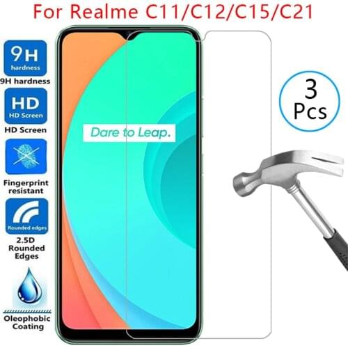Tempered glass screen protector for realme c15 c11 c12 c21 case cover on realmi c 15 11 12 21 15c 11c protective phone coque bag