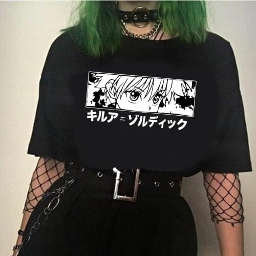 Hunter X Hunter Killua Eyes T-shirt female Japanese anime vintage personality fun cartoon print T-shirt chic Harajuku Gothic top