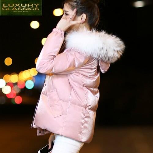 Women Winter Down Jacket Short Down Coat Female Gold Velvet Thick Warm Clothes Large Fur Hooded Jackets Laides LWL1041