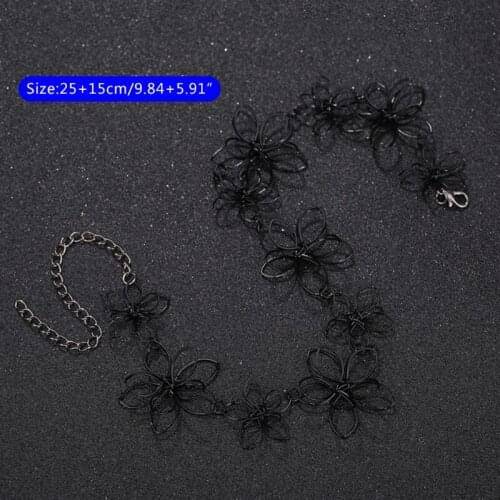 Flower Necklace Short Choker Floral Black Jewelry Women Clavicle Chain Statement