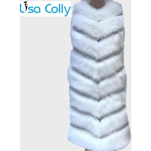 2020 Women Winter Coat Overcoat Luxury Faux Fox Fur Parka Jacket Middle Long Faux Fur Vest Jacket Thick Warm Fur Vests Coats