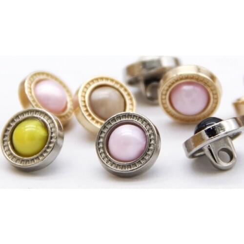 10pcs Pearl Silvery Gold Metal Women Shirt Decorative Buttons For Clothing Sleeve Coat Small Sewing DIY Accessories Wholesale