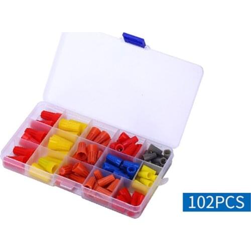 102 pcs P1/P2/P3/P4/P6 Screw Connector Caps Electrical Wire Connection Spring Insert Assortment Cable Twist Crimp Terminals Kit