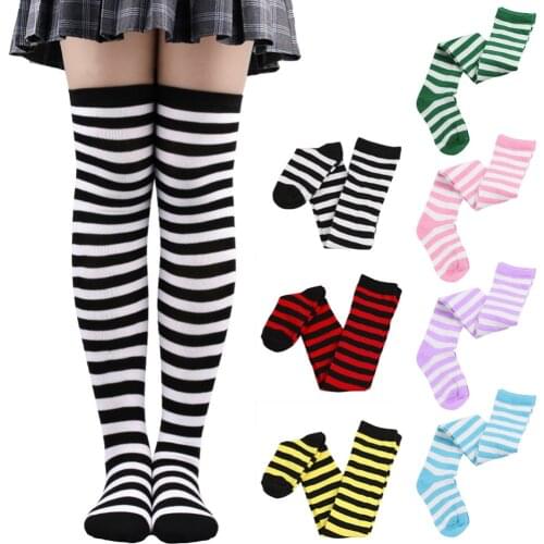 2 Pairs High Thigh Socks Striped Over Knee Thin Tights Long Stocking Knee High Leg Warmer 60cm