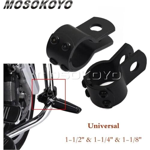 2x Black Motorcycle Foot Pegs Footrest Clips For Harley Sportster Touring Dyna FayBoy 28/32/38mm Highway Crash Bar Mount Clamps