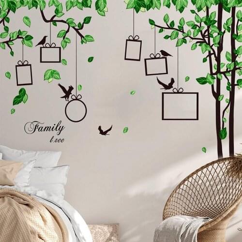 2Pcs Tree Cartoon Bird Shape Home Room Study Photo Background Decal 3d Wall Sticker