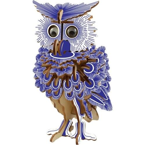 3D Puzzle Wooden Owl Miniature DIY Jigsaw Craft Model Kits Self Assembly Toy Kit Construction Gift for Kids