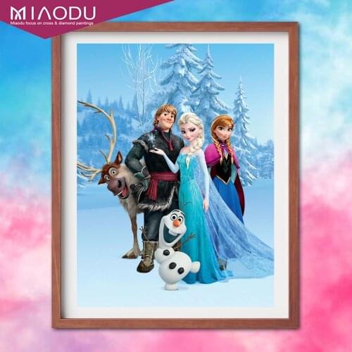 5D DIY Diamond Painting Cross Stitch Kits Frozen Snow Queen Anna Cartoon Embroidery Cartoon Diamond Mosaic Pictures Home Decor