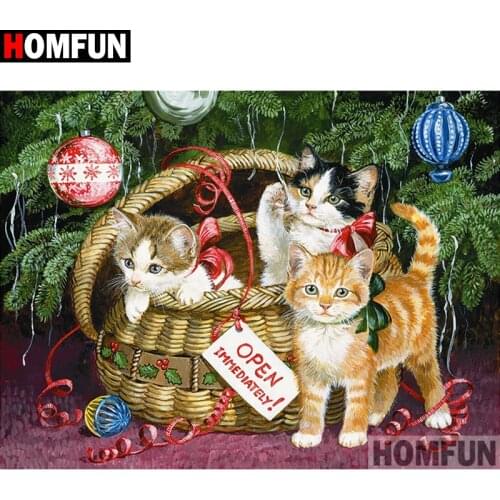 HOMFUN Full Square/Round Drill 5D DIY Diamond Painting "Animal cat" Embroidery Cross Stitch 5D Home Decor A00924