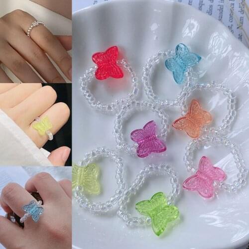 Bohemian Handmade Natural Stone Rings Women with Stainless Steel Bead Multi Color Stretch Rope Wedding Promise Ring Adjustable