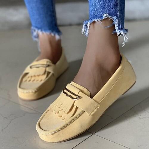 Big Size 35-43 Faux Suede Women Loafers Fringed Slip on Flat Shoes Woman Flats tassels Casual Shoes 2020 New Oxford Shoe 8619L