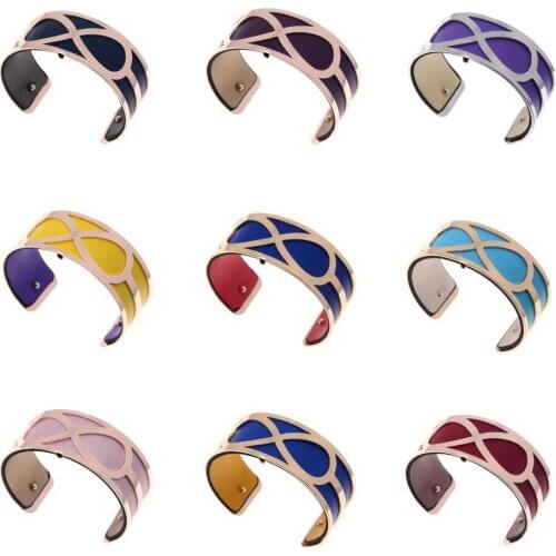 25mm Best Friendship infinite cuir cuff manthette bracelets jewelry switch colour reversible leather insert Creation bangle girl
