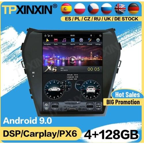 Carplay Tesla 128G Radio 2 Din Control Android For Hyundai Santa Fe ix45 2013 2014 2015 2016 017 2018 GPS Player Audio Head Unit