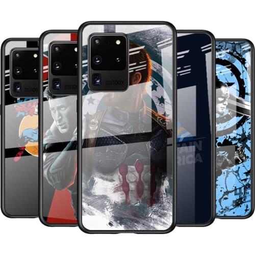 Tempered Glass Cover Cool Captain America Art For Samsung Galaxy S21 Ultra Plus 5G M51 M31 M21 Shockproof Shell Phone Case