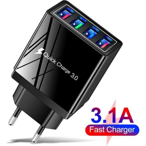 FLOVEME Colorful 4USB Mobile Phone Charger 3A Tablet Travel Charger Charging Head US Standard European Standard Charger