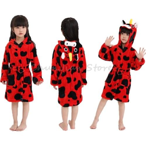 Animal Cartoon Beach Towels Kids Sleepwear Unicorn Rainbow Bath Robes Kigurumi Pajamas Nightgowns for Girls