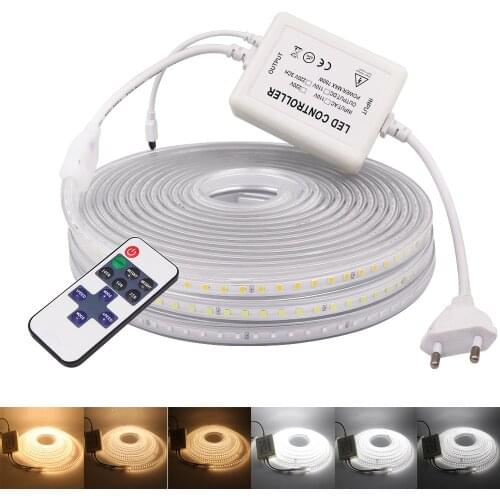 Dimmer LED Strip EU UK 220V US 110V IP67 Waterproof Outdoor 2835 120LEDs/m White/Warm White/Blue Flexible Ribbon Tape LED Light