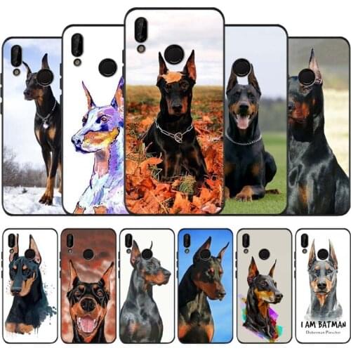 Doberman dog black soft Phone Case for huawei P40 P30 P20 P10 Pro lite P9 Lite nova 4E 6SE Psmart 2019 Y6 9 Prime