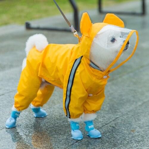Small Dog Raincoat for Dogs Cute Bear Dinosaur Honey Bee Pet Rain Jacket Waterproof Outdoor Puppy Reflective Hooded Rain Poncho