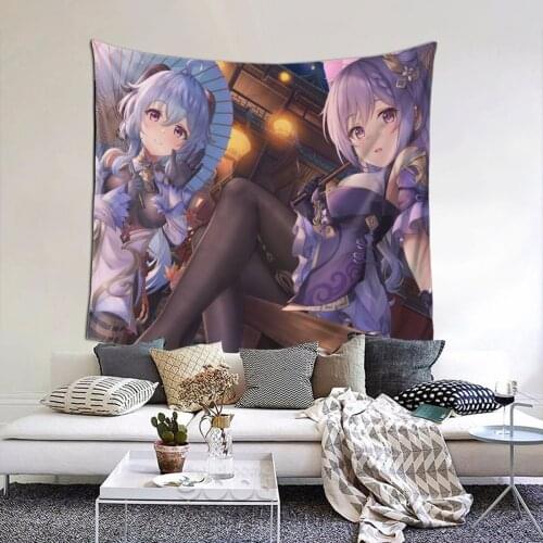 Ganyu Girls Tapestry Funny Video Games Tapestry Wall Bedspread kawaii Home Decor For Living Room