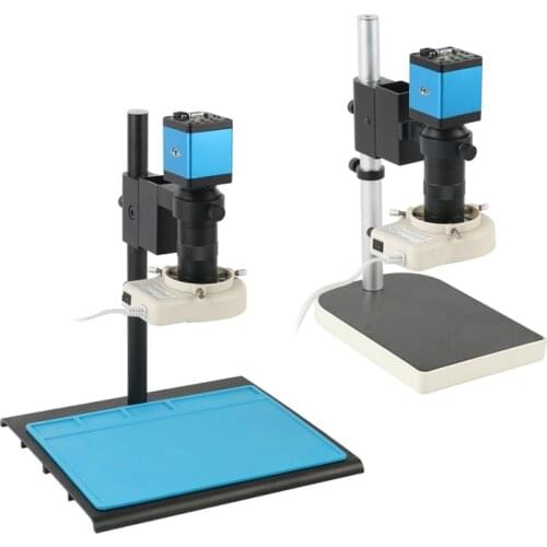 HDMI VGA 720P Industrial Digital Electronic Microscope Camera Set 100X C Mount Zoom Lens+Holder+56 LED Ring Light