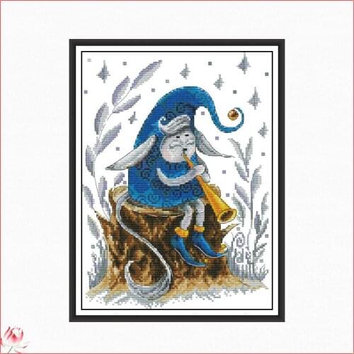 Joy Sunday The Elf With The Trumpet 14CT 11CT Counted And Stamped Home Decor DIY Needlework Needlepoint Cross Stitch Kits