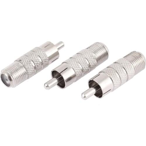 3Pcs RF Coaxial Connectors Terminals Electrical Connector F Female To RCA Male Aerial Jack Adapter For TV Antenna Connecting
