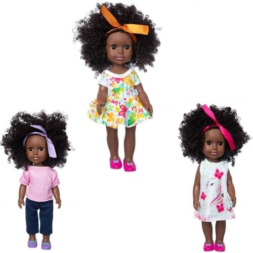 14 Inch Reborn Dolls Black Girl African American Dolls Lifelike Baby Play Dolls Childrens Day Playmate Birthday Present Toy