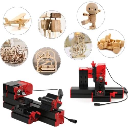 Mini 6 in 1 lathe machine Multi-functional DIY Motorized jigsaw Grinder Driller Miller Metal Lathe Wood lathe Machine Tool Kit