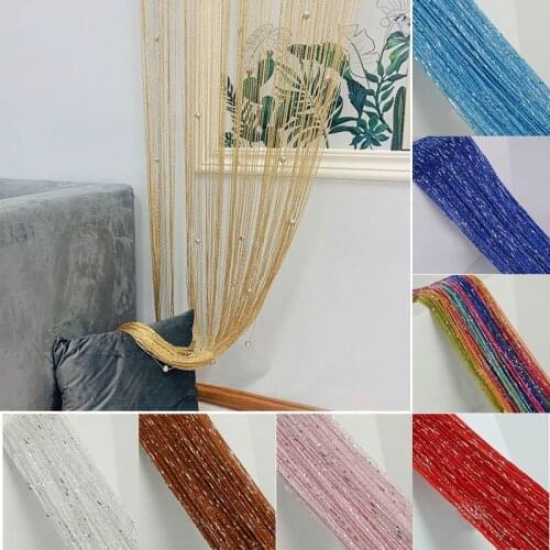 Multicolor Curtain Shiny Tassel Line Living Room Curtains Window Blind Valance Room Divider Drape Door Decorative Thread Curtain