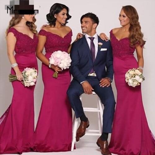 Mrs win Bridesmaid Dresses V-neck Appliques Crystal Vestido Madrinha Mermaid Plus Size Sleeveless Wedding Guest Dress HR309