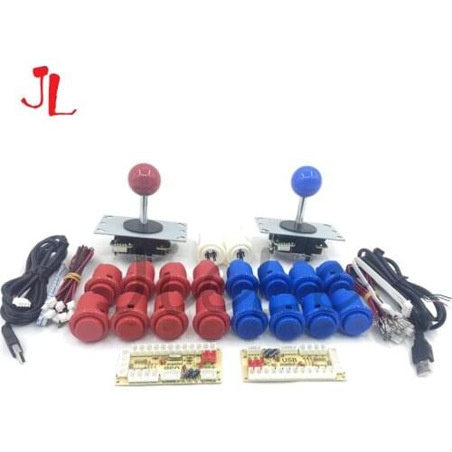 DIY Arcade Game kit USB To Zero Delay Board USB Encoder To PC /Raspberry pi 8 WAY Joystick 28mm Push Button 2 player set