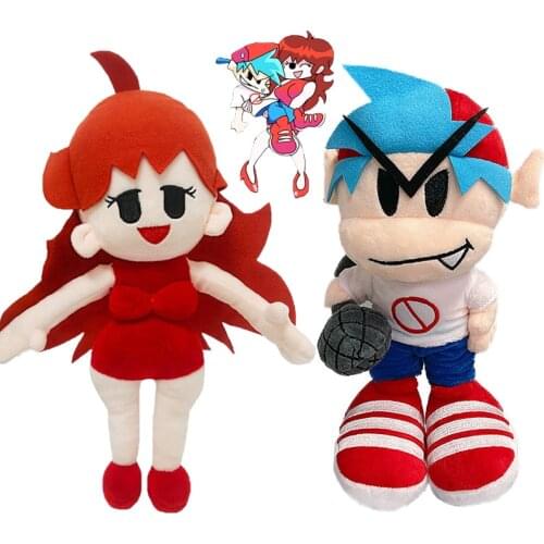 Set of 2 Friday Night Funkin GF Plush Toy Cute Girlfriend Plush Toy Anime Kawaii Soft Stuffed Dolls Pillow Plushie Home Decorati