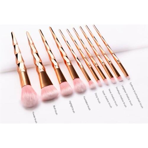 10PCS Makeup Brushes Set Diamond Rose Gold Handle pincel maquiagem maquillaje Make up brush Tools for Powder Eyeshadow T10178