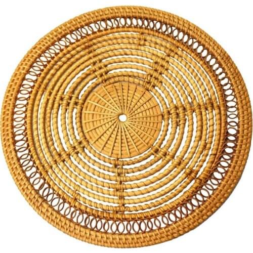 Rattan Weave Cup Mat Set Drink Coasters Round Pot Pad Table Placemat Home Decoration Insulation Handmade Coffee Mat-ABUX