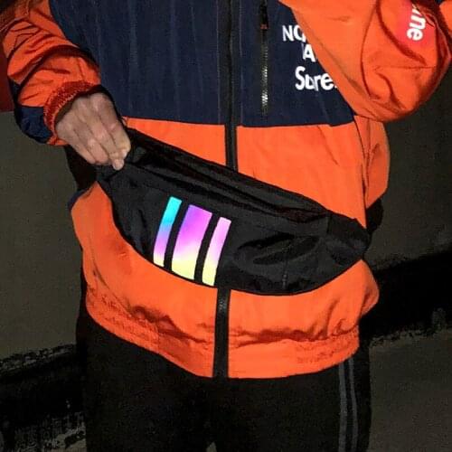 Chest Bag for Men Waist Bag Canvas Fanny Pack Male Street Reflective Crossbody Pack Casual Travel Bags Hip Hop Shoulder Pack