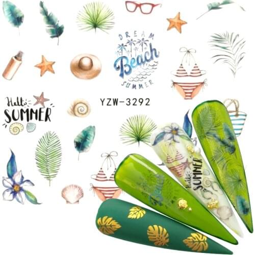 2021 New Nail Polish Sticker Water Decals Summer Beach Starry Sky Floral Slider Nail Art Decor Wraps Manicure