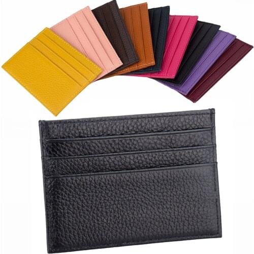 2021 New Fashion Small Genuine Leather Wallet Women Bank Credit Card Holder Package Coin Pocket Bag CardHolder Men ID Card Case