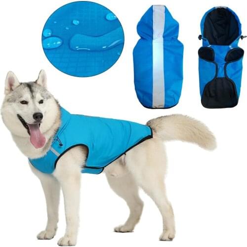 Hooded Puppy Outdoor Raincoat Waterproof Safety Mesh Labrador PU Reflective Dog Clothes Breathable Big Pet Cat Two Feet Jacket