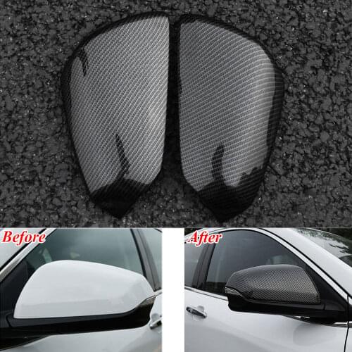 BBQ@FUKA New Car Exterior Cover ABS 2 PCS Fit For Chevrolet Equinox 2017+ Car Rearview Mirror Cover Trim Carbon Fiber Style