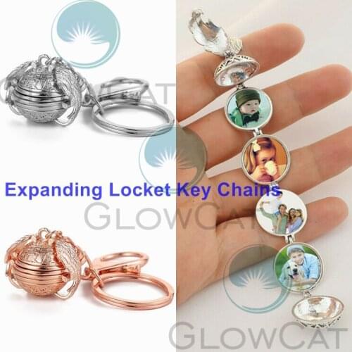 Expanding Love Magic Photo Locket Memory Locket Key Chains Angel Wings Flash Box Fashion Album Box Keyring for Women Men